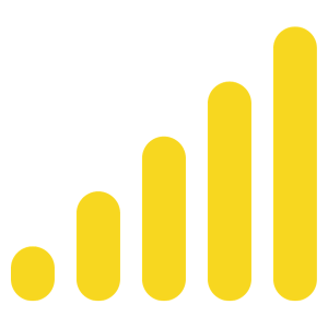 Illustration of a yellow reception bar icon, representing the signal strength achievable with a quality rv tv antenna.