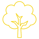 Icon of a yellow tree, indicating natural obstacles in solving caravan TV reception problems.